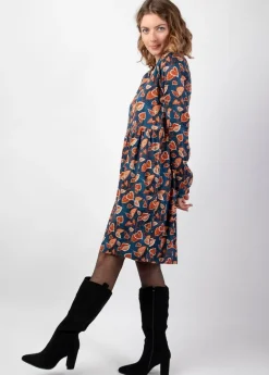 Hot Coton Du Monde Robe courte hiver babydoll AURELIA imprimé feuillage Tylia