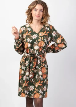 Fashion Coton Du Monde Robe courte hiver droite manches longues LOINA imprimé ethnique chic Arty