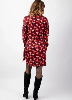 Fashion Coton Du Monde Robe courte hiver manches longues RIANA coupe portefeuille Colchique