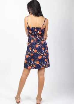 Best Sale Coton Du Monde Robe courte ILONA fines bretelles imprimé fleuri marine Hanami