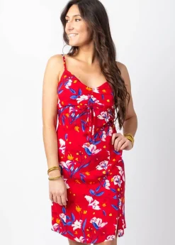 Online Coton Du Monde Robe courte ILONA imprimé fleuri rouge Pétale