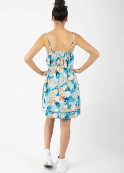 Best Sale Coton Du Monde Robe courte légère à fines bretelles ALMA imprimé fleurs exotiques Exotique Menthe