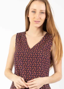 Cheap Coton Du Monde Robe courte légère sans manche LIZENA imprimé ethnique prune Envolee Prune