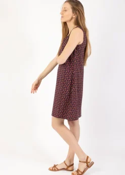 Cheap Coton Du Monde Robe courte légère sans manche LIZENA imprimé ethnique prune Envolee Prune