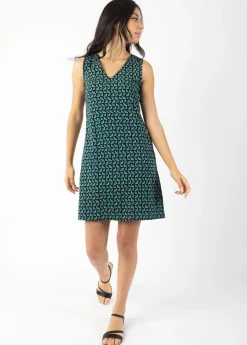 New Coton Du Monde Robe courte légère sans manche LIZENA imprimé ethnique vert Envolee Bleu