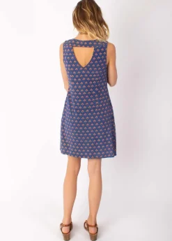 Discount Coton Du Monde Robe courte légère sans manche LIZENA imprimé ethnique marine 22 Marine