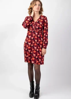 Shop Coton Du Monde Robe courte manches longues en viscose épais HELENA motif bohème Colchique