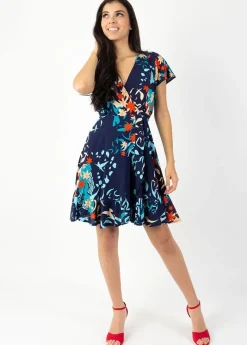 Cheap Coton Du Monde Robe courte MARIKA fluide cache-cœur imprimé japonisant Japan