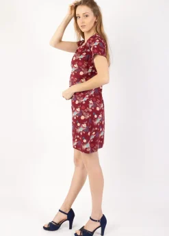 Cheap Coton Du Monde Robe courte NATALIA manches courtes imprimé paon Narcisse