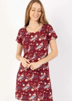 Cheap Coton Du Monde Robe courte NATALIA manches courtes imprimé paon Narcisse