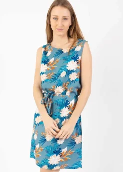 Sale Coton Du Monde Robe courte sans manches BIANCA imprimé exotique Exotique Gris