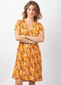 Cheap Coton Du Monde Robe courte été fleurie MAJA coupe ample jaune Joy