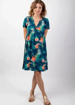 Fashion Coton Du Monde Robe d'été courte fluide MAJA motif fleuri chaleureux Maui
