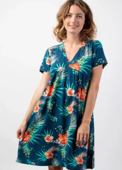 Fashion Coton Du Monde Robe d'été courte fluide MAJA motif fleuri chaleureux Maui