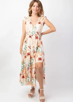 Sale Coton Du Monde Robe d'été mi-longue LOLITA imprimé fleuri bohème chic Garden