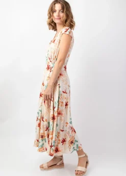Sale Coton Du Monde Robe d'été mi-longue LOLITA imprimé fleuri bohème chic Garden