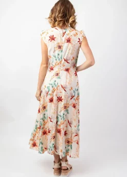 Sale Coton Du Monde Robe d'été mi-longue LOLITA imprimé fleuri bohème chic Garden