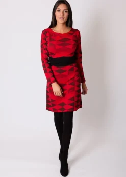 Shop Coton Du Monde Robe en coton ceinturée TALAMANCA Rouge