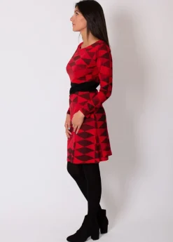 Shop Coton Du Monde Robe en coton ceinturée TALAMANCA Rouge