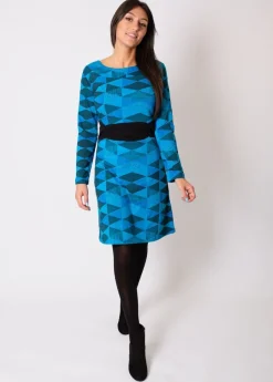 Online Coton Du Monde Robe en coton ceinturée TALAMANCA e Bleu