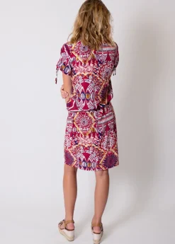 Shop Coton Du Monde Robe légère à manches courtes ALEXANDRA imprimé ethnique rouge 05 Rouge