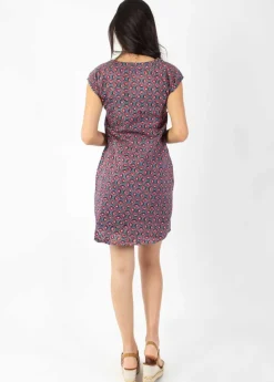 Outlet Coton Du Monde Robe légère en coton manches courtes ERIKA imprimé ethnique rose Lotus