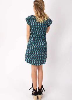 Online Coton Du Monde Robe légère en coton manches courtes ERIKA imprimé ethnique bleu 13 Bleu