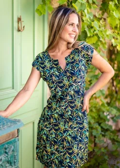 Best Sale Coton Du Monde Robe légère en coton manches courtes ERIKA imprimé tropical Toscane