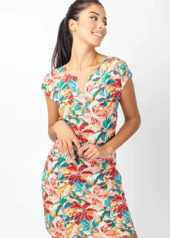 New Coton Du Monde Robe légère en coton manches courtes ERIKA imprimé fleuri Congo