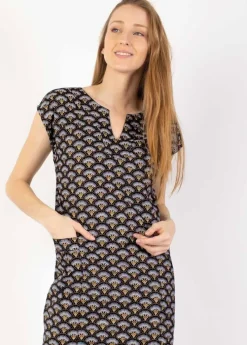 Fashion Coton Du Monde Robe légère en coton manches courtes ERIKA imprimé ethnique noir 49 Noir