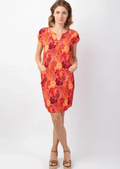 Online Coton Du Monde Robe légère en viscose coton manches courtes ERIKA motif tropical Java