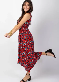 Best Sale Coton Du Monde Robe longue asymétrique AMELIA imprimé fleuri Poppies