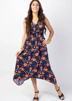 Cheap Coton Du Monde Robe longue asymétrique AMELIA motif fleurs Hanami