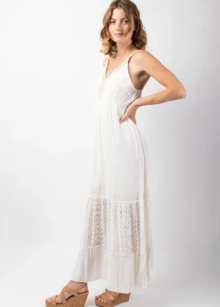 Cheap Coton Du Monde Robe longue bohème chic à dentelle TIARA he Blanc