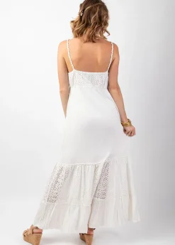 Cheap Coton Du Monde Robe longue bohème chic à dentelle TIARA he Blanc