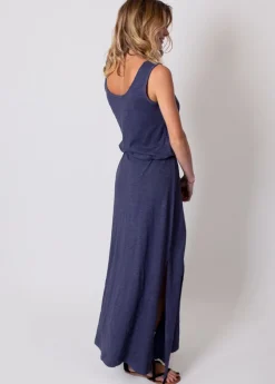 Cheap Coton Du Monde Robe longue en coton sans manches NADINE gris bleu Anthracite