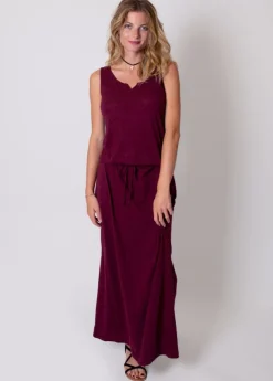 Shop Coton Du Monde Robe longue en coton sans manches NADINE Grenat