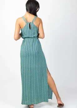 Clearance Coton Du Monde Robe longue ethnique MARISSA imprimé Alize Opal