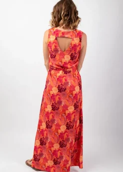 Discount Coton Du Monde Robe longue femme d'été lumineuse CAROLA sans manches fleurie Java