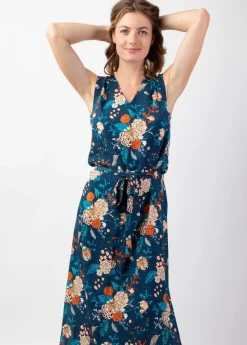 Sale Coton Du Monde Robe longue femme originale CAROLA sans manches fleurie Elixir