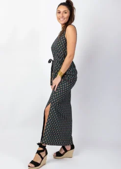 Online Coton Du Monde Robe longue fendue à larges bretelles SAVANA imprimé ethnique Aztec