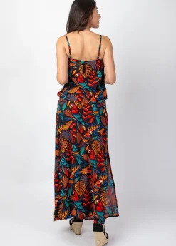 Discount Coton Du Monde Robe longue fendue ASSILIA imprimé exotique Ara