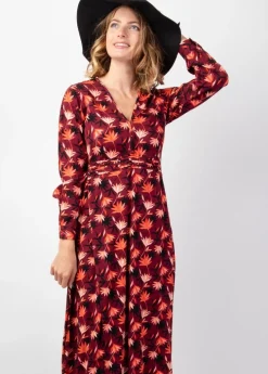 Cheap Coton Du Monde Robe longue fendue en viscose soyeux hiver CALISSA motif bohème Colchique