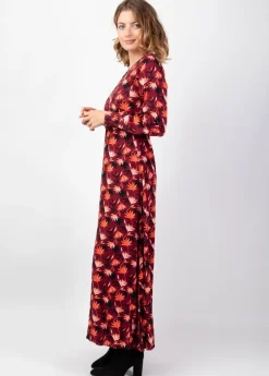 Cheap Coton Du Monde Robe longue fendue en viscose soyeux hiver CALISSA motif bohème Colchique