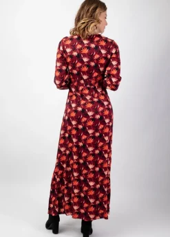 Cheap Coton Du Monde Robe longue fendue en viscose soyeux hiver CALISSA motif bohème Colchique