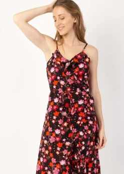 Best Sale Coton Du Monde Robe longue fines bretelles SACHA imprimé fleurs de cerisiers noir Cherry Noir