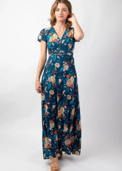 Cheap Coton Du Monde Robe longue fluide et légère MARBELLA imprimé fleuri tendance marine Elixir