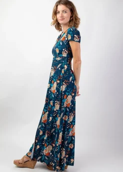 Cheap Coton Du Monde Robe longue fluide et légère MARBELLA imprimé fleuri tendance marine Elixir