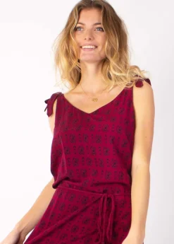 New Coton Du Monde Robe longue fluide LUDMILLA imprimé ethnique prune 12 Prune