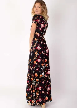 Outlet Coton Du Monde Robe longue fluide MARBELLA imprimé fleuri noir 28 Noir